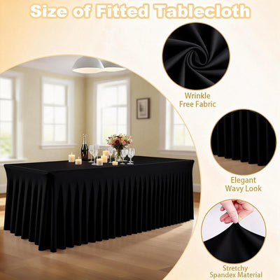 5 Manteles Elastano Negro 6pulg Con Falda Para Bodas
