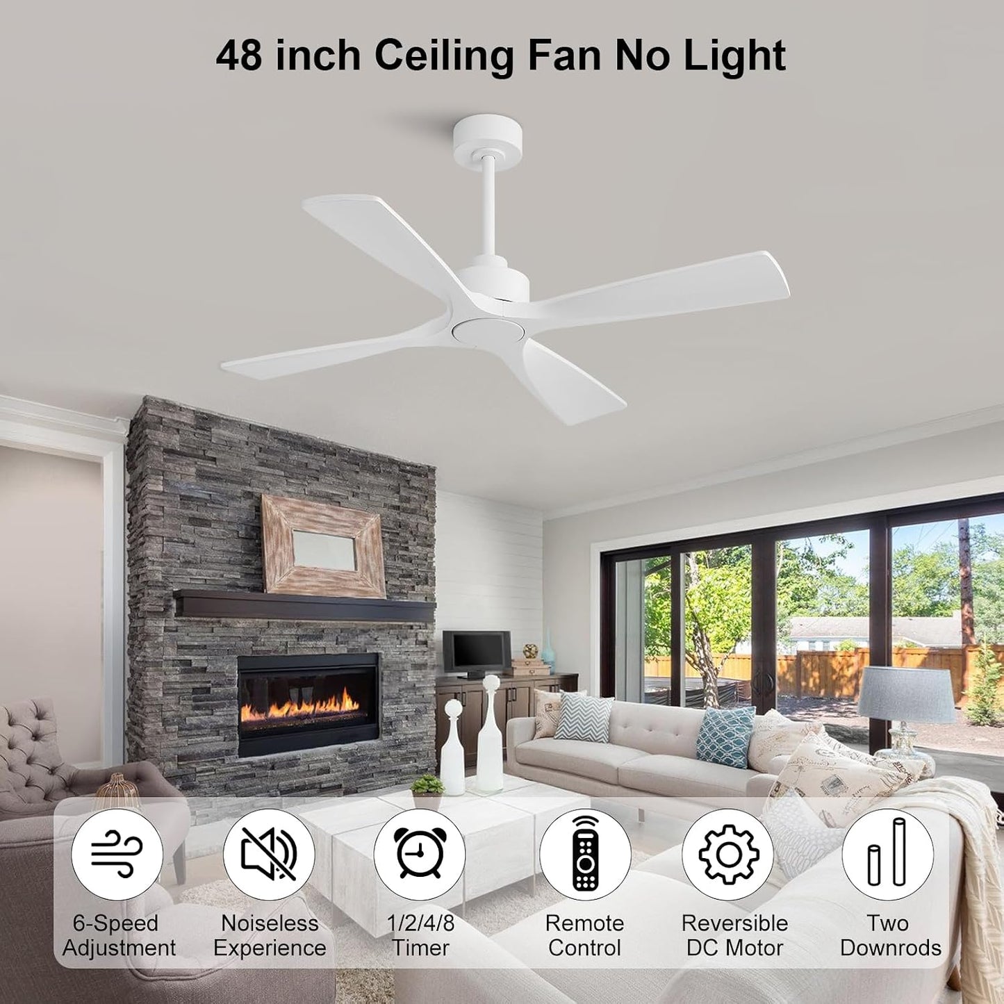 Ventilador techo madera 48pulg control remoto 6 velocidades