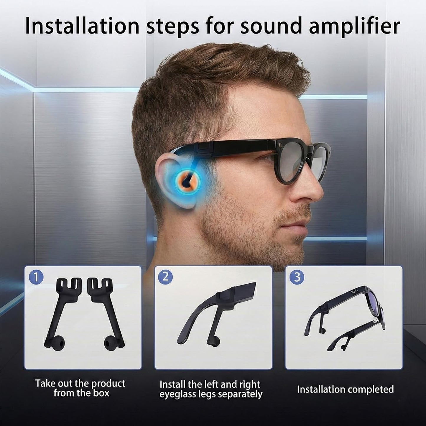 Auricular privado para gafas con tubo silicona antifugas