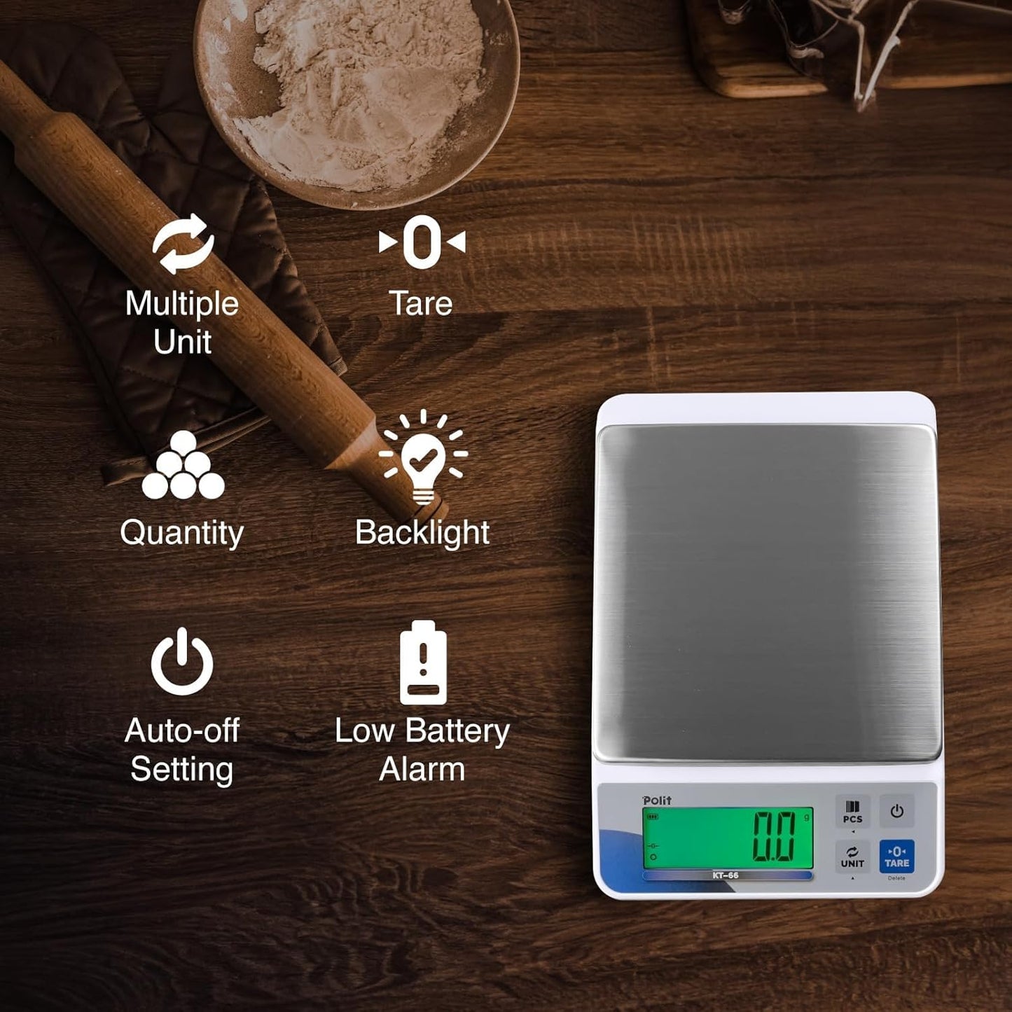 Báscula digital cocina KT-66 3kg 0.1g acero inox