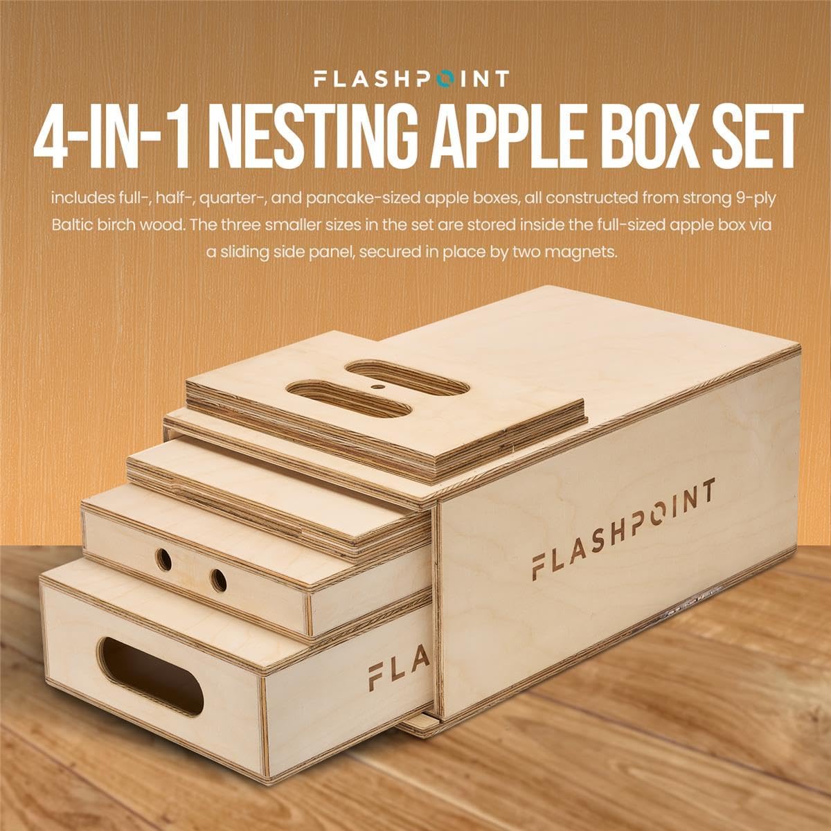Juego caja manzana anidable 4en1 marrón