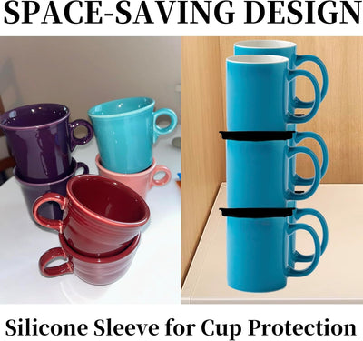 Paquete de 6 organizadores ajustables para tazas de café y té, apilables, negro
