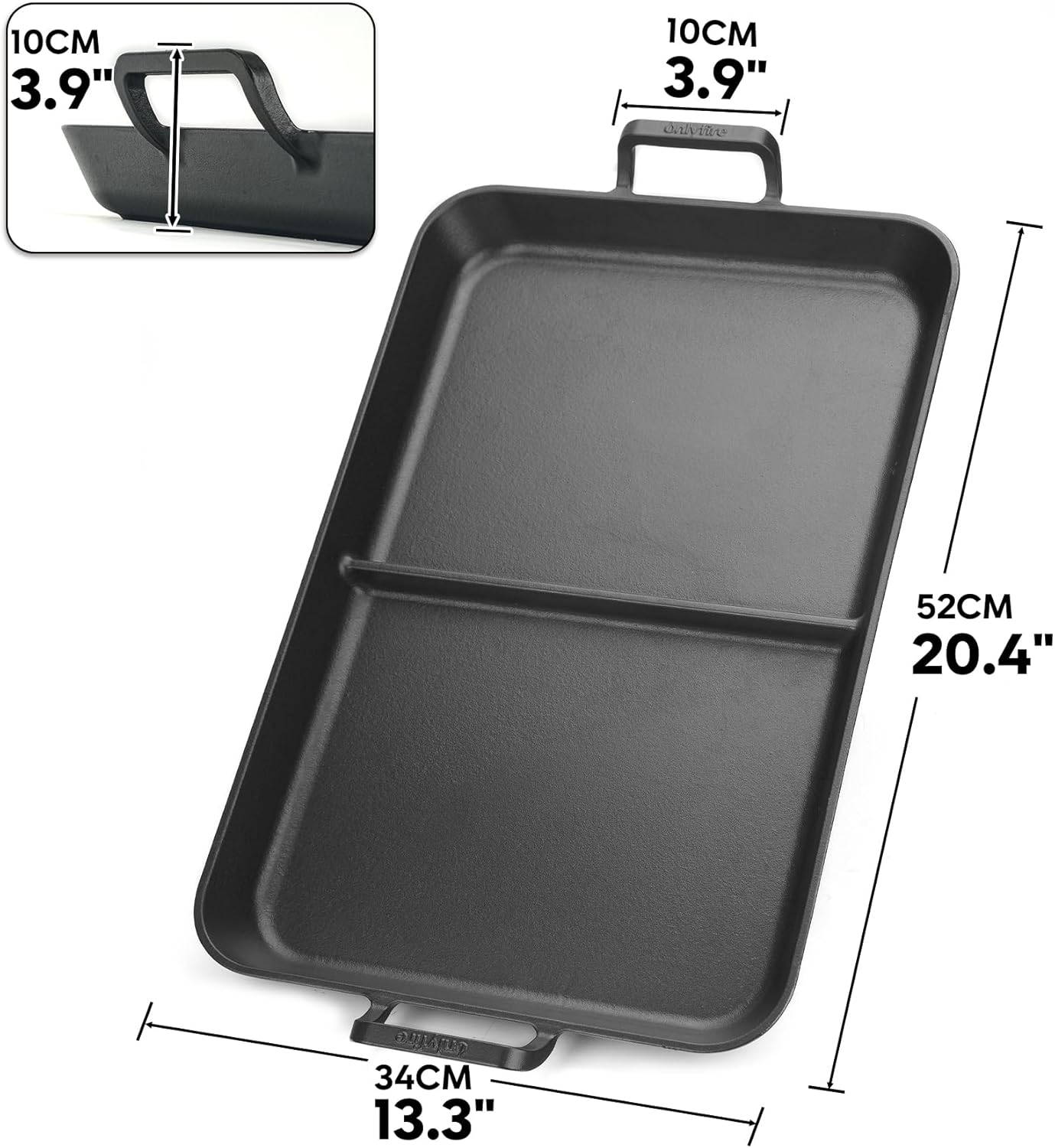 Sartén Hierro Fundido Antiadherente 20.4x13.3pulg Asas Dobles