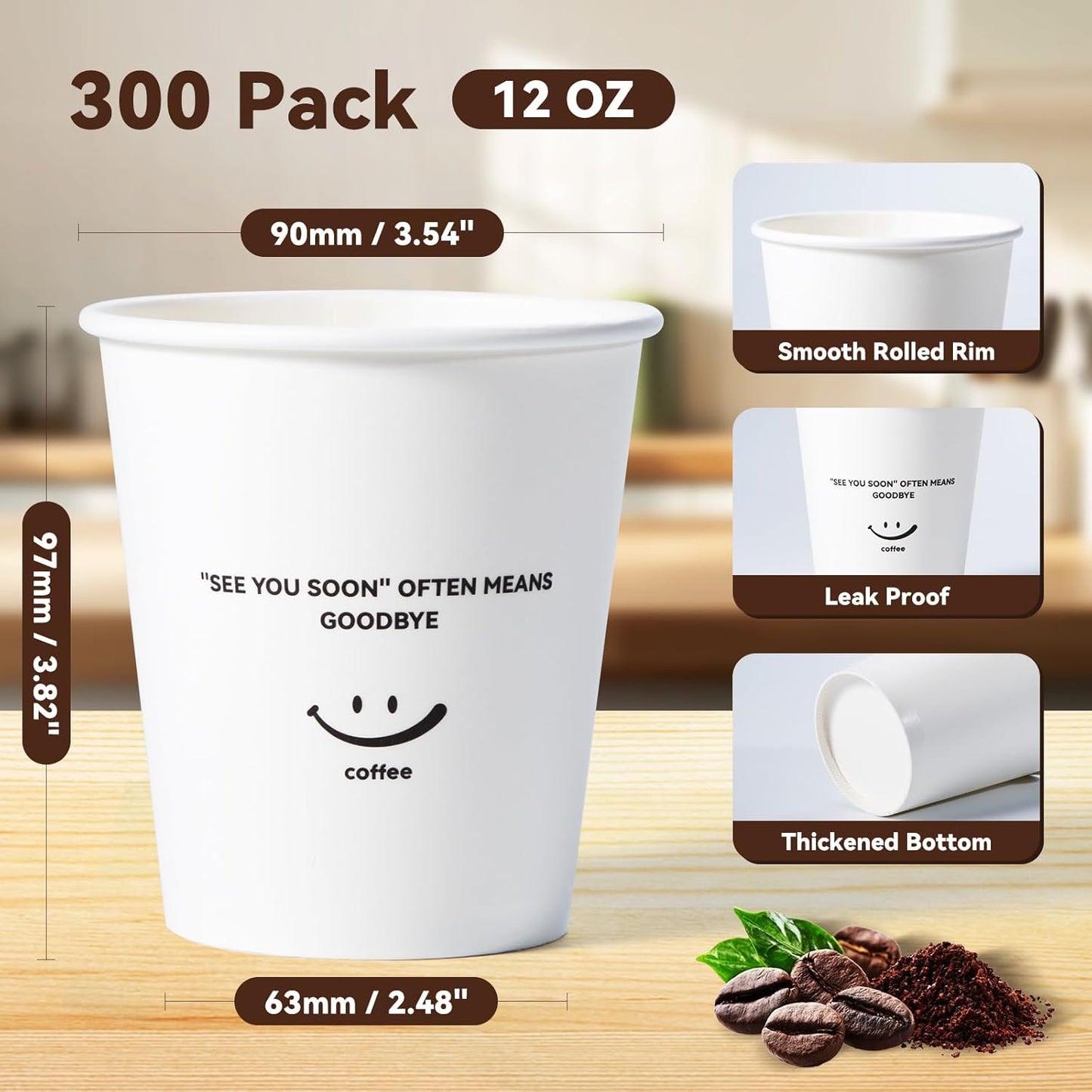 40 Pzas Contenedores Alimentación 38oz y 300 Pzas Tazas Papel 12oz