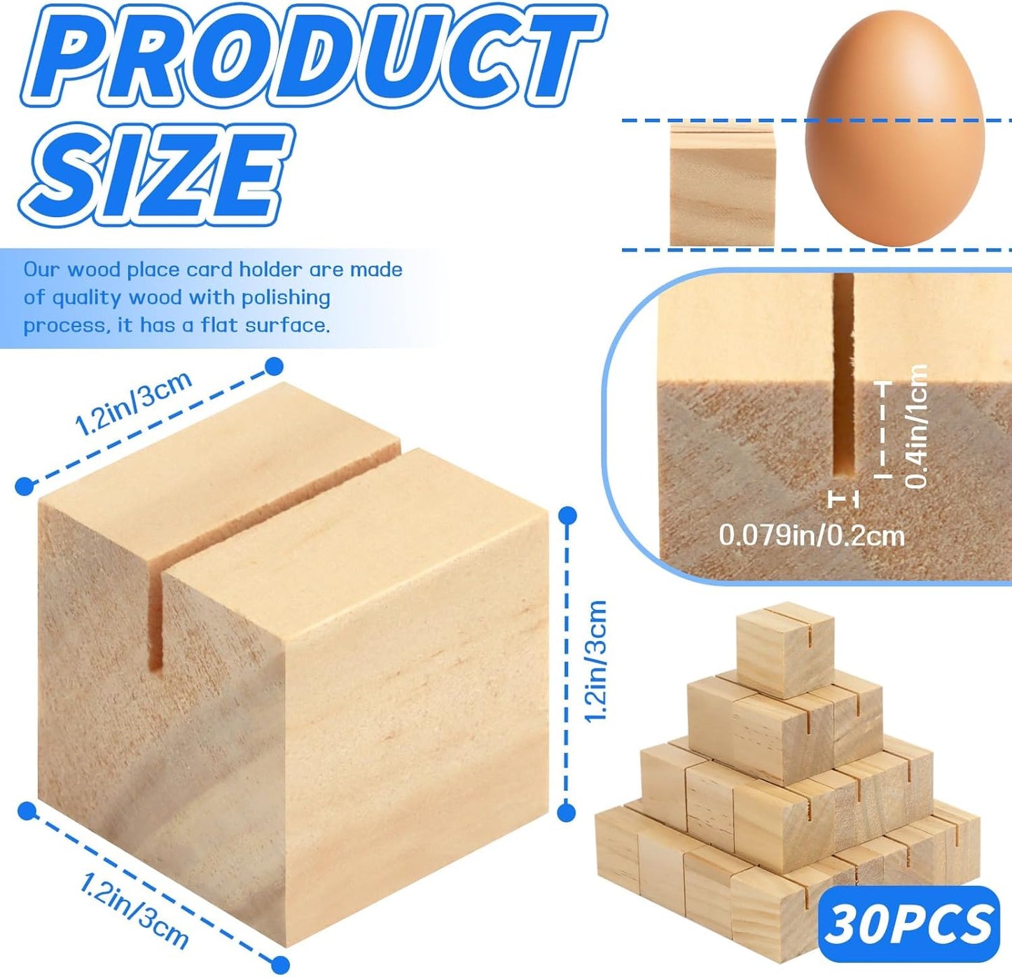 30 Soportes Madera para Números Mesa 1.2x1.2pulg Bodas Fiestas