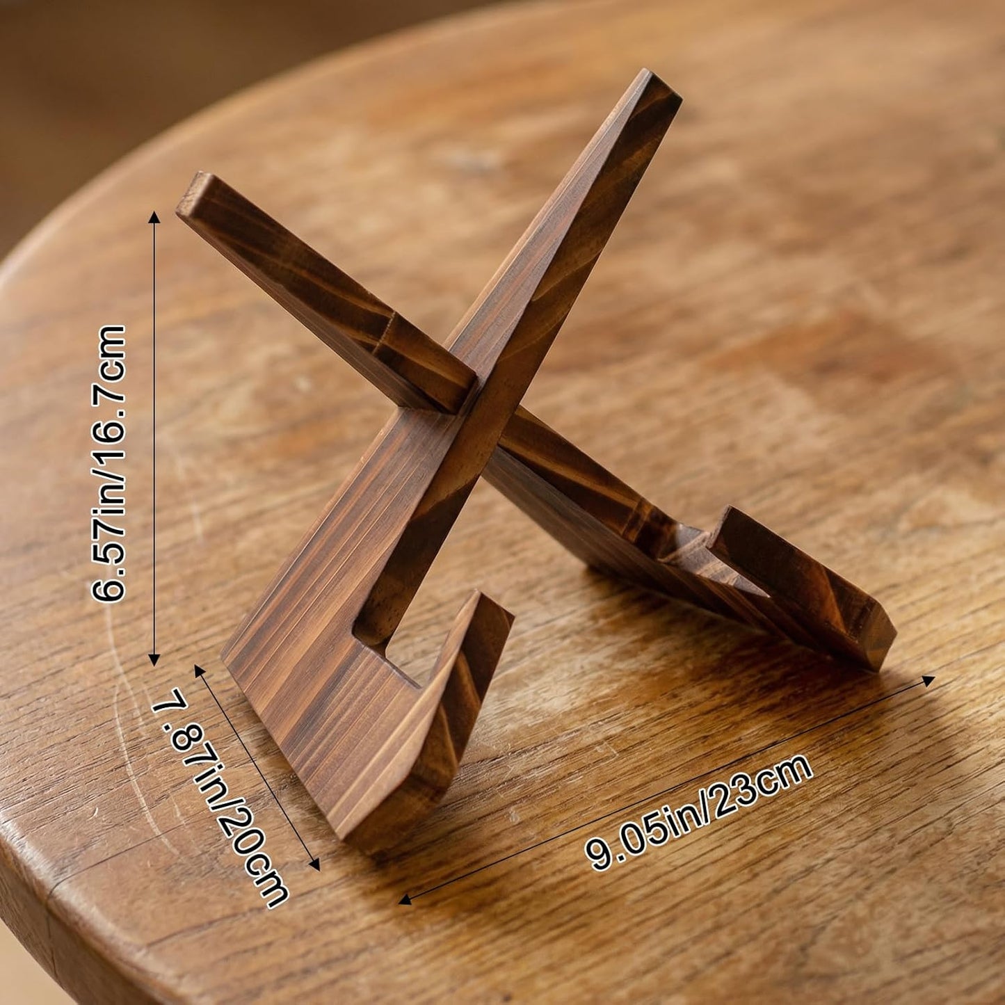 Soporte platos madera 6.5pulg caballete decorativo