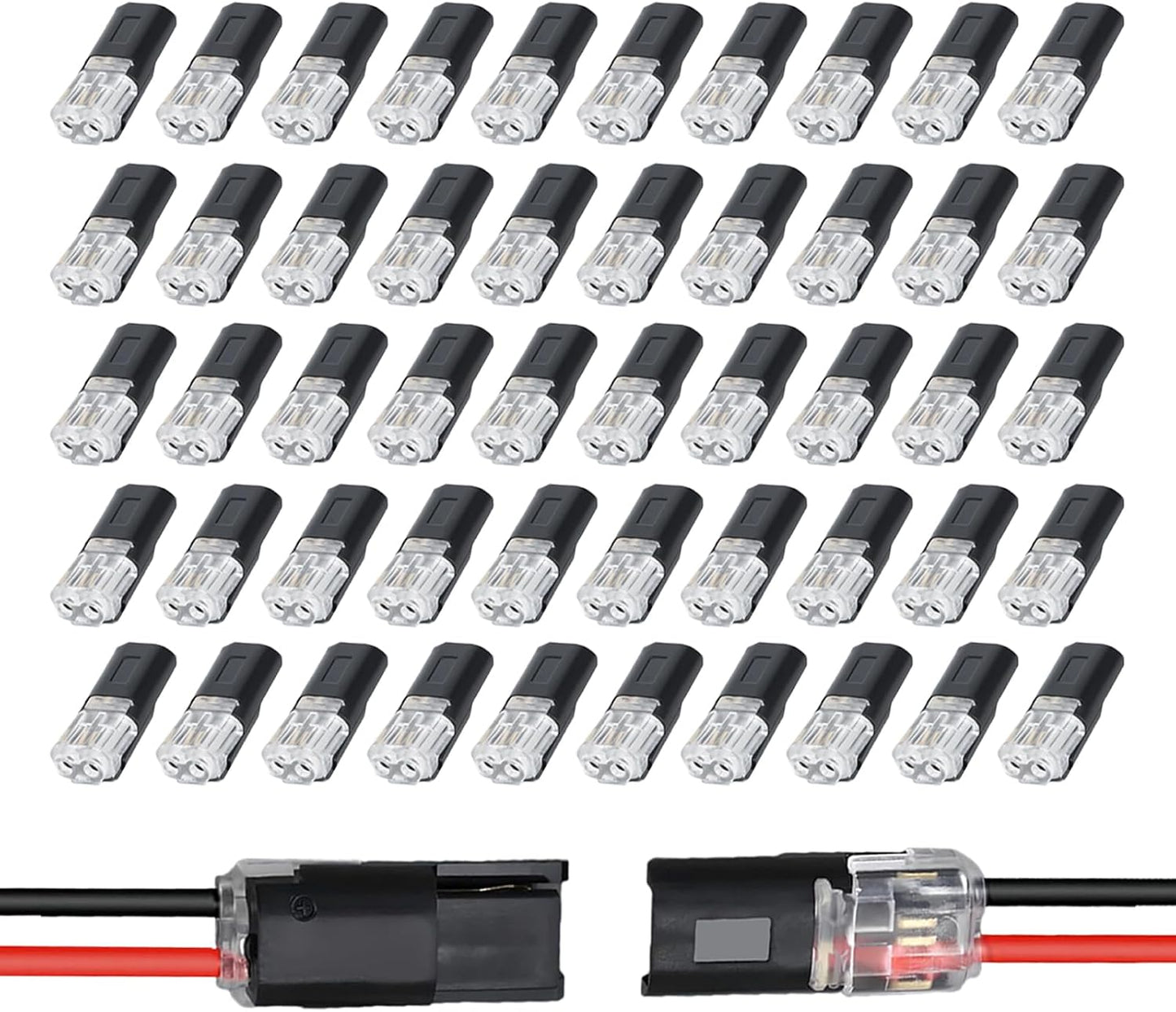 50 Conectores Rápidos Tira Luz LED 2 Pines con Hebilla