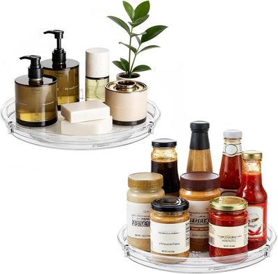 Paquete de 2 organizadores Lazy Susan transparente de 9 pulgadas para cocina