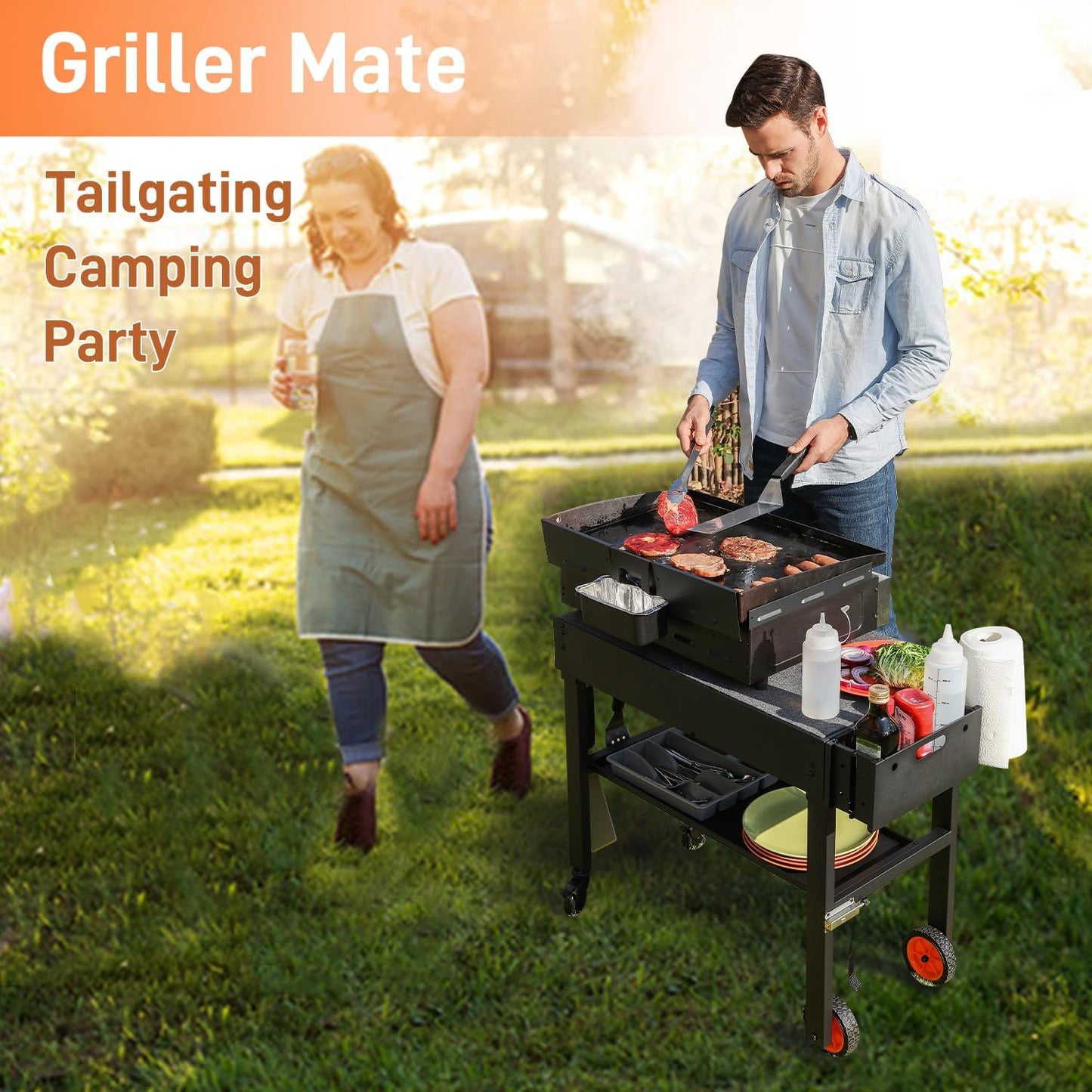 Soporte plegable para parrilla Blackstone 17-22pulg con ruedas