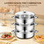 Olla vapor acero inox 3 niveles tapa vidrio multiusos