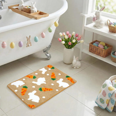 Alfombra baño conejo zanahoria 16x24pulg antideslizante amarillo