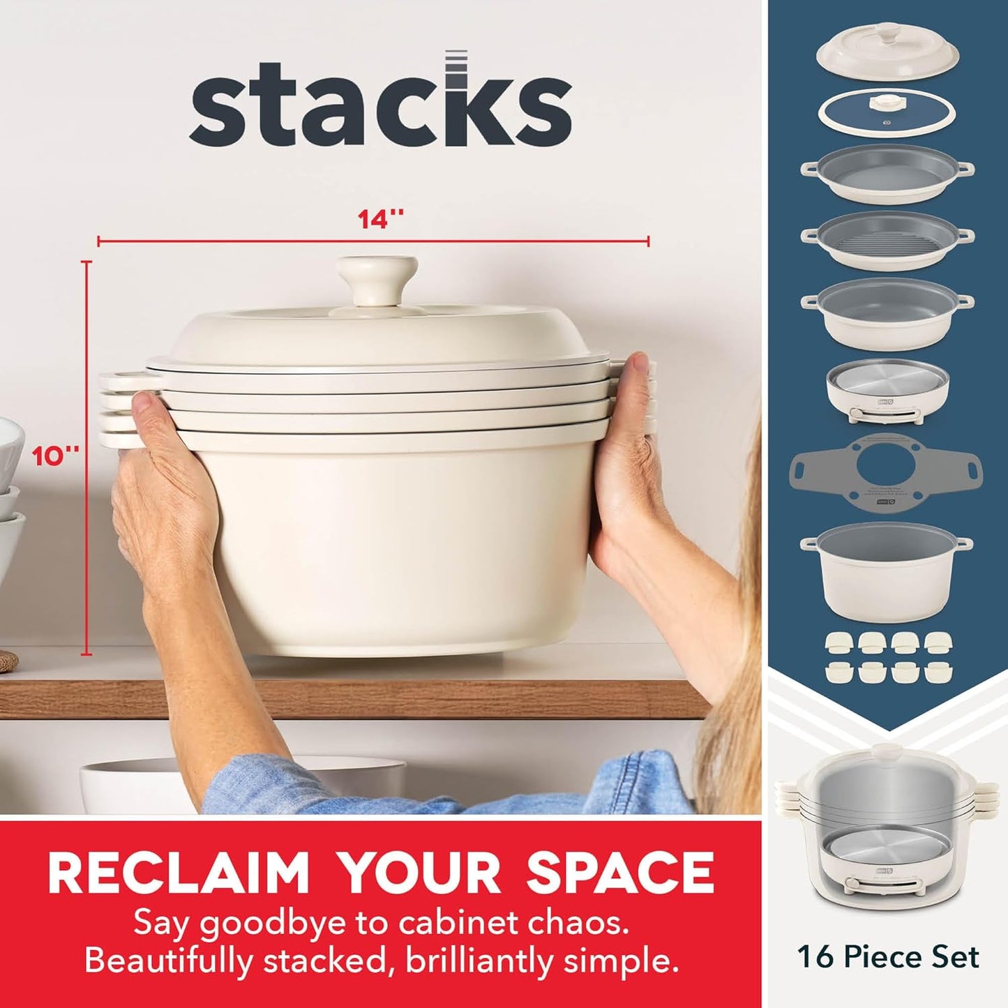 Juego de utensilios de cocina apilables con quemador eléctrico