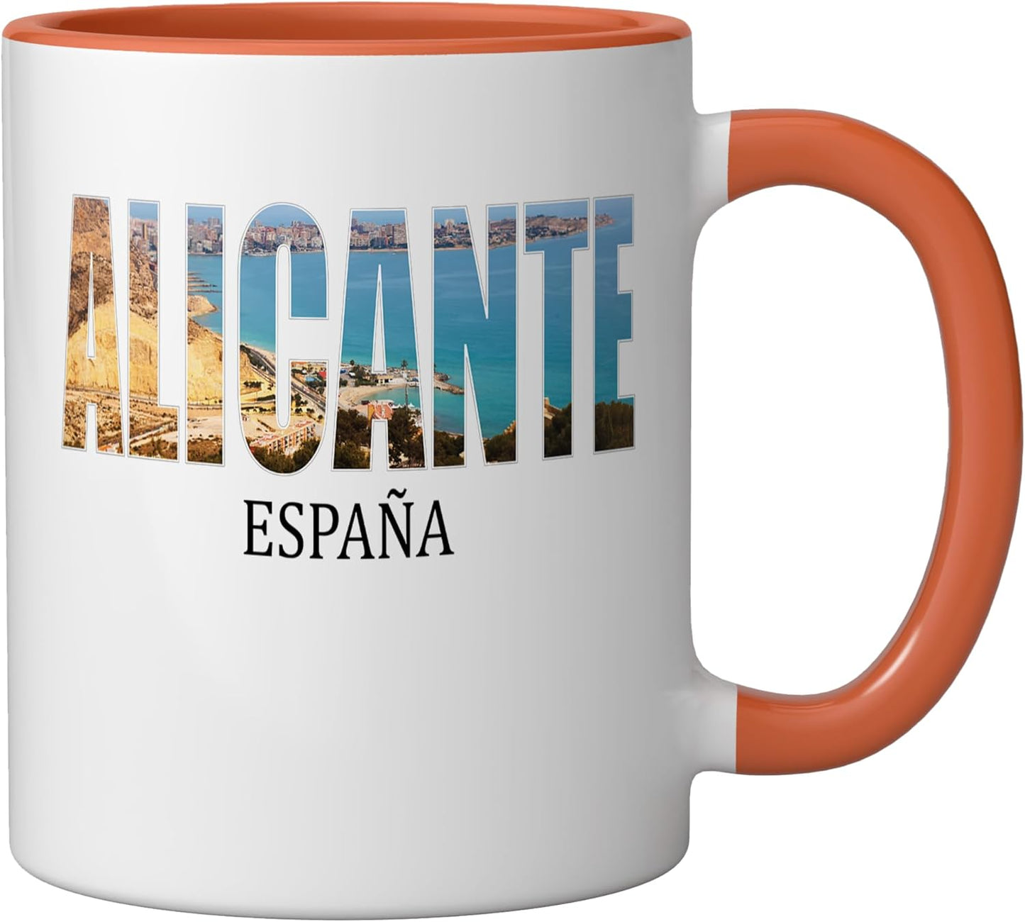 Taza Cerámica Vintage Alicante Diseño Orange/Blanco