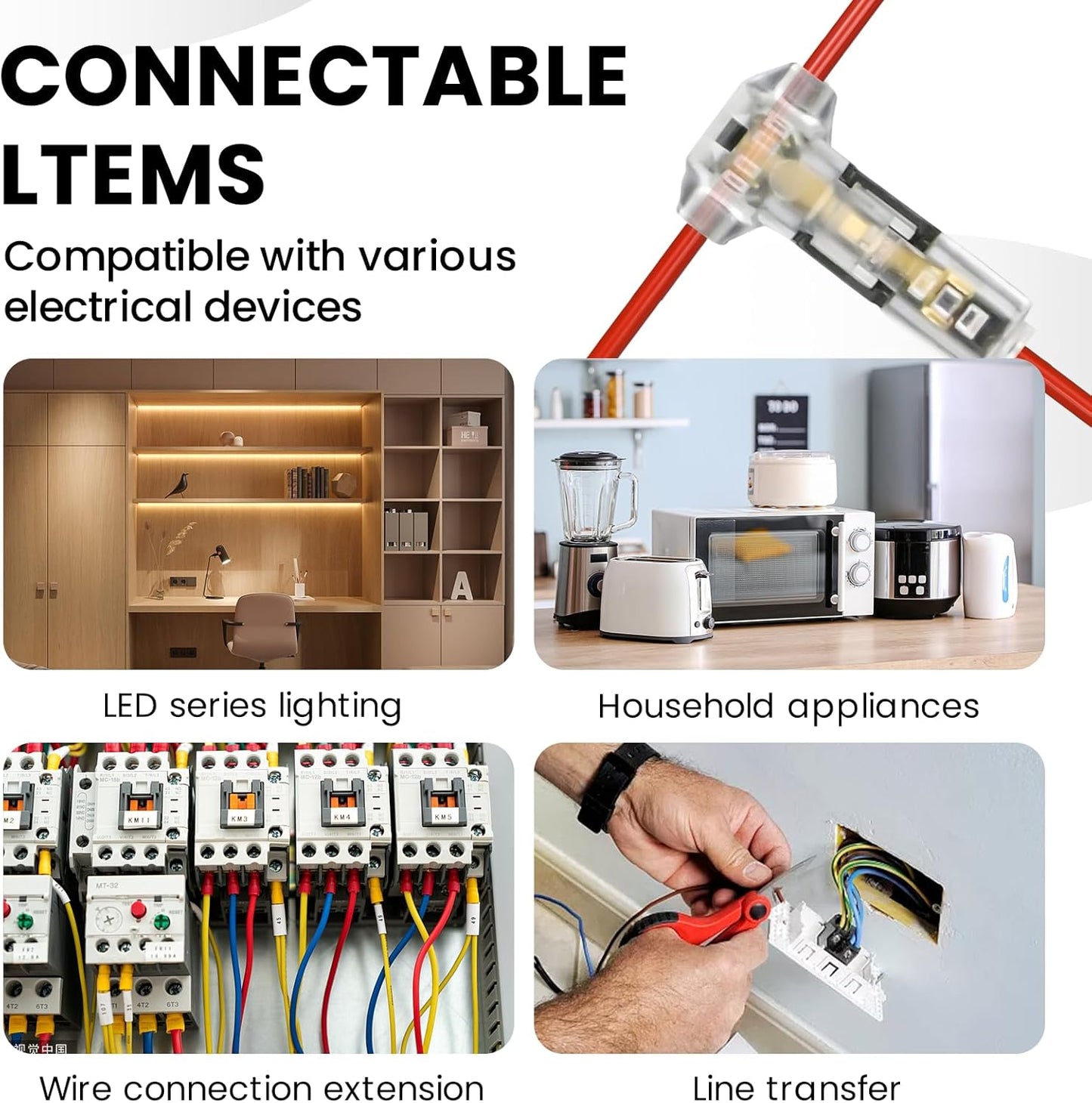 Conectores T 3 vías para cables 18-22 AWG sin soldadura
