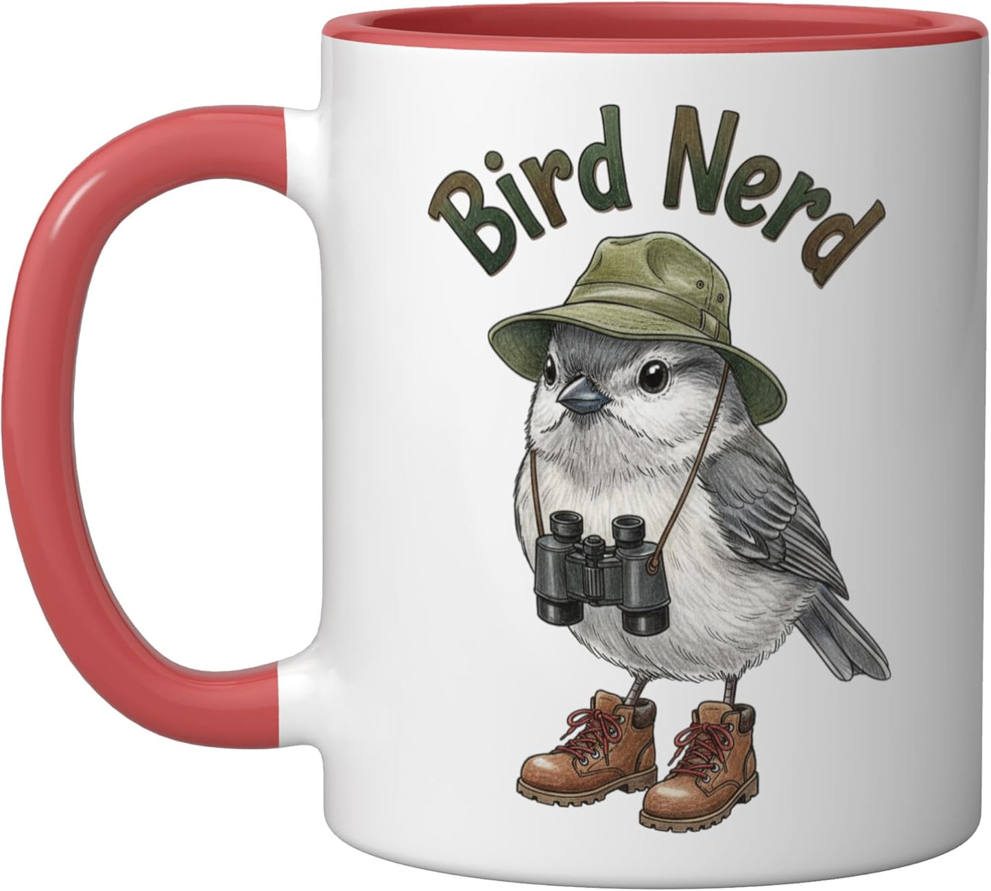 Taza Cerámica Bird Nerd Titmouse Roja/Blanca