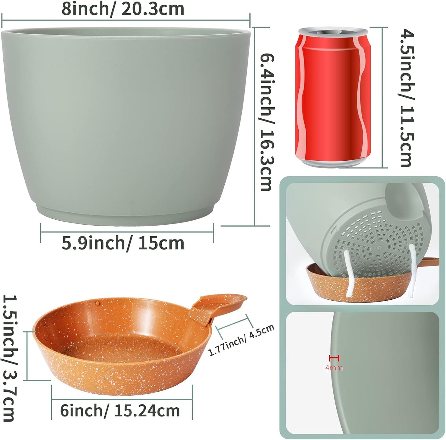 Set 2 Macetas 8pulg con Drenaje Decorativas Modernas