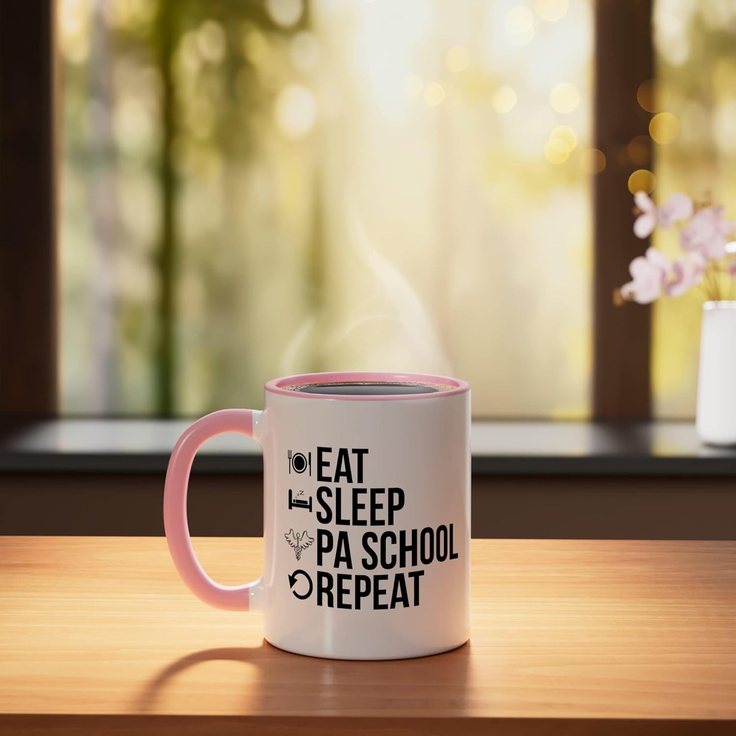 Taza de cerámica PA School Future rosa y blanco