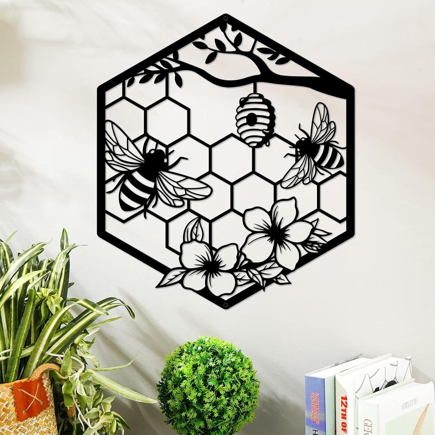 Arte pared abejas colmenas metal decoración sala dormitorio