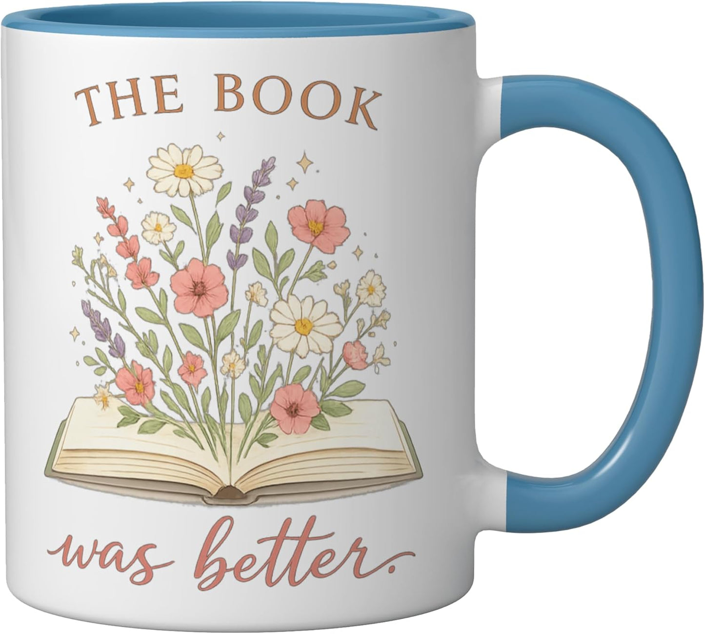 Taza Cerámica Floral para Lectores Azul/Blanco