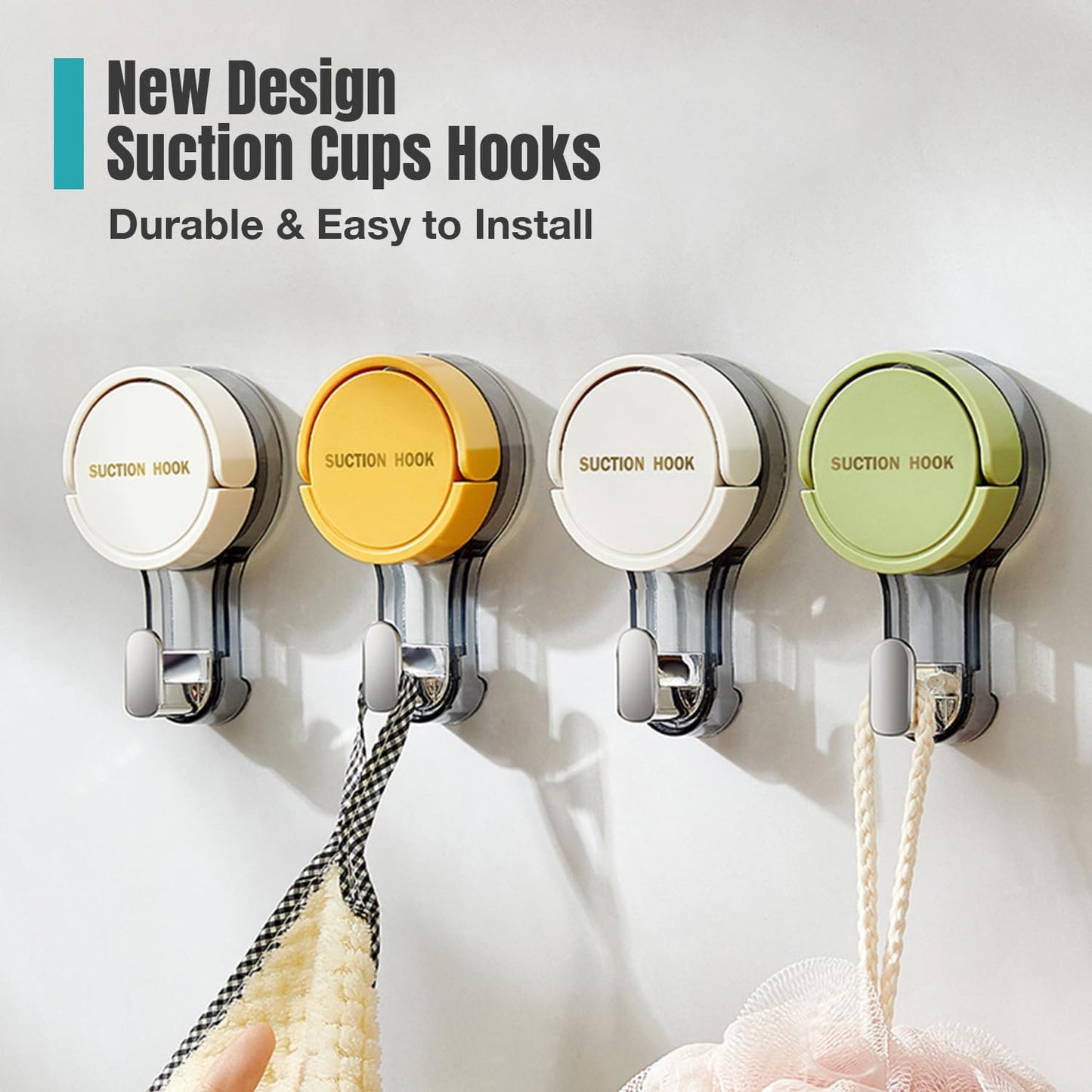 3 Pzas Ganchos Ventosa Reutilizables para Cocina Baño