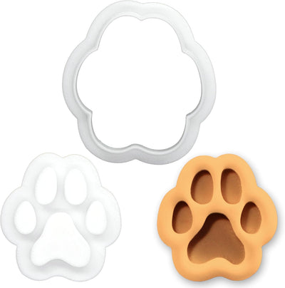 Juego de mini cortador de galletas con sellos realistas de patas de perro y gato
