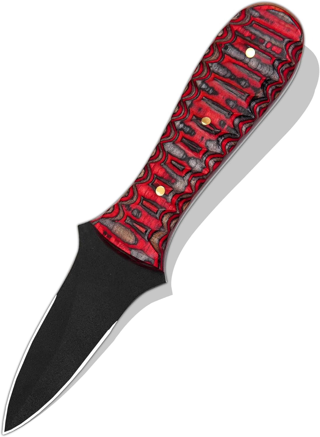 Cuchillo de ostras profesional con mango de madera Pakka y hoja de acero negra