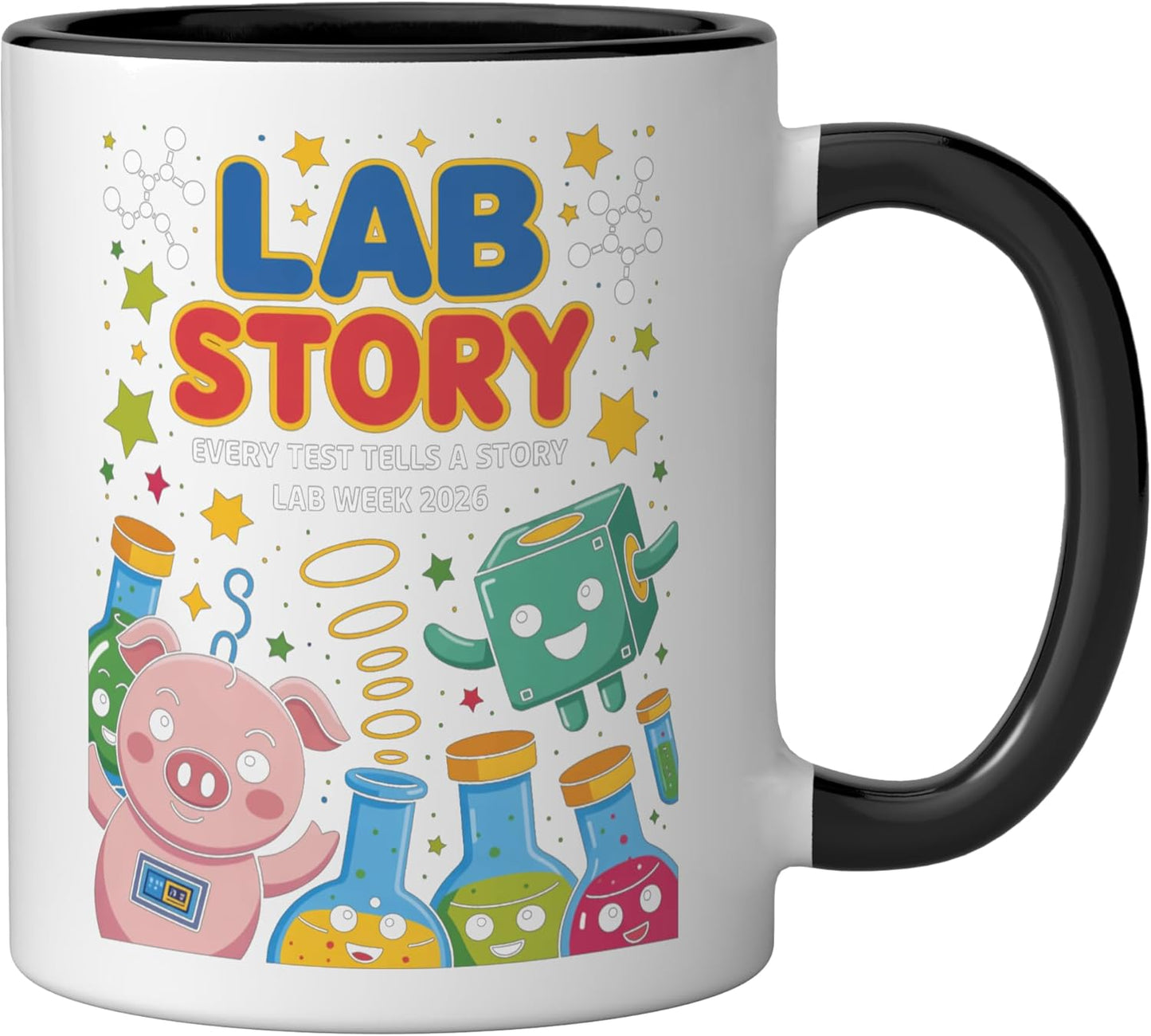 Taza de cerámica Lab Week 2026 color negro y blanco