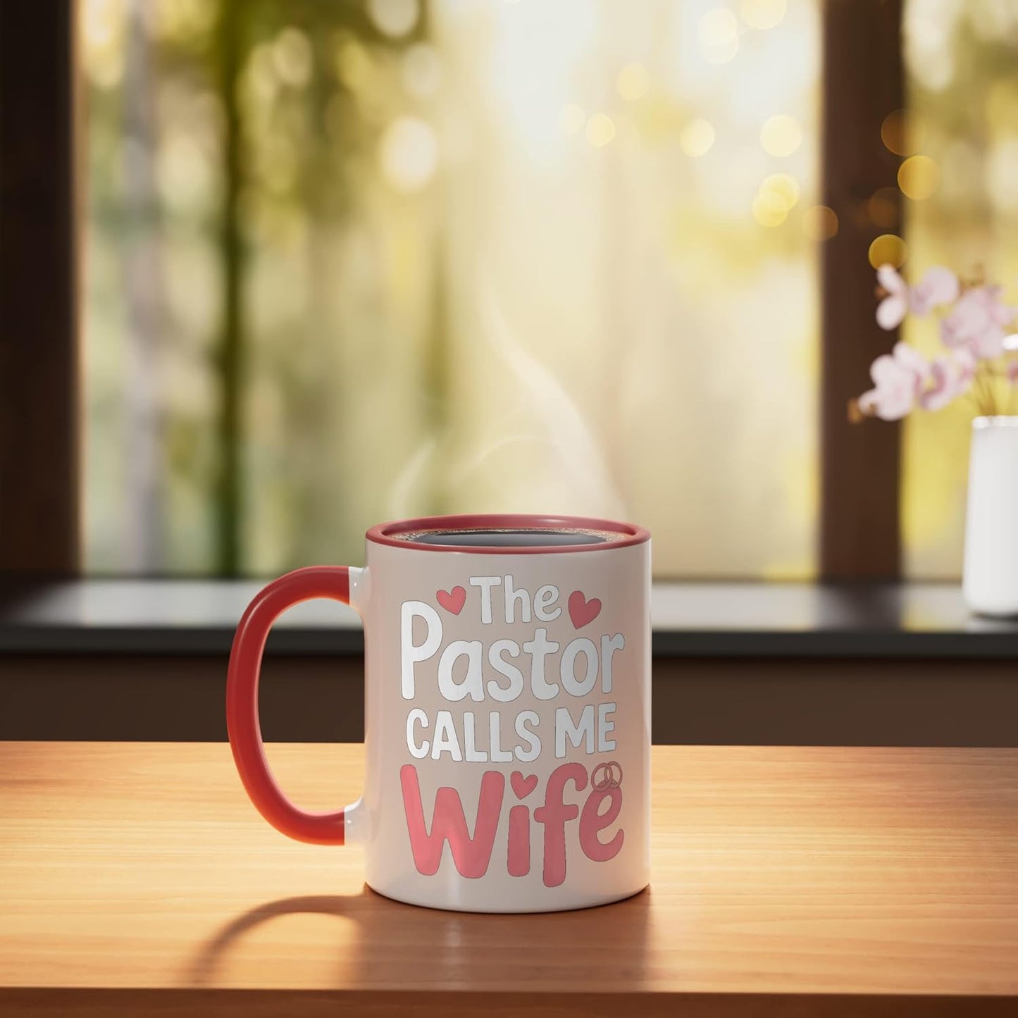 Taza Cerámica para Mujer Pastora Roja/Blanca