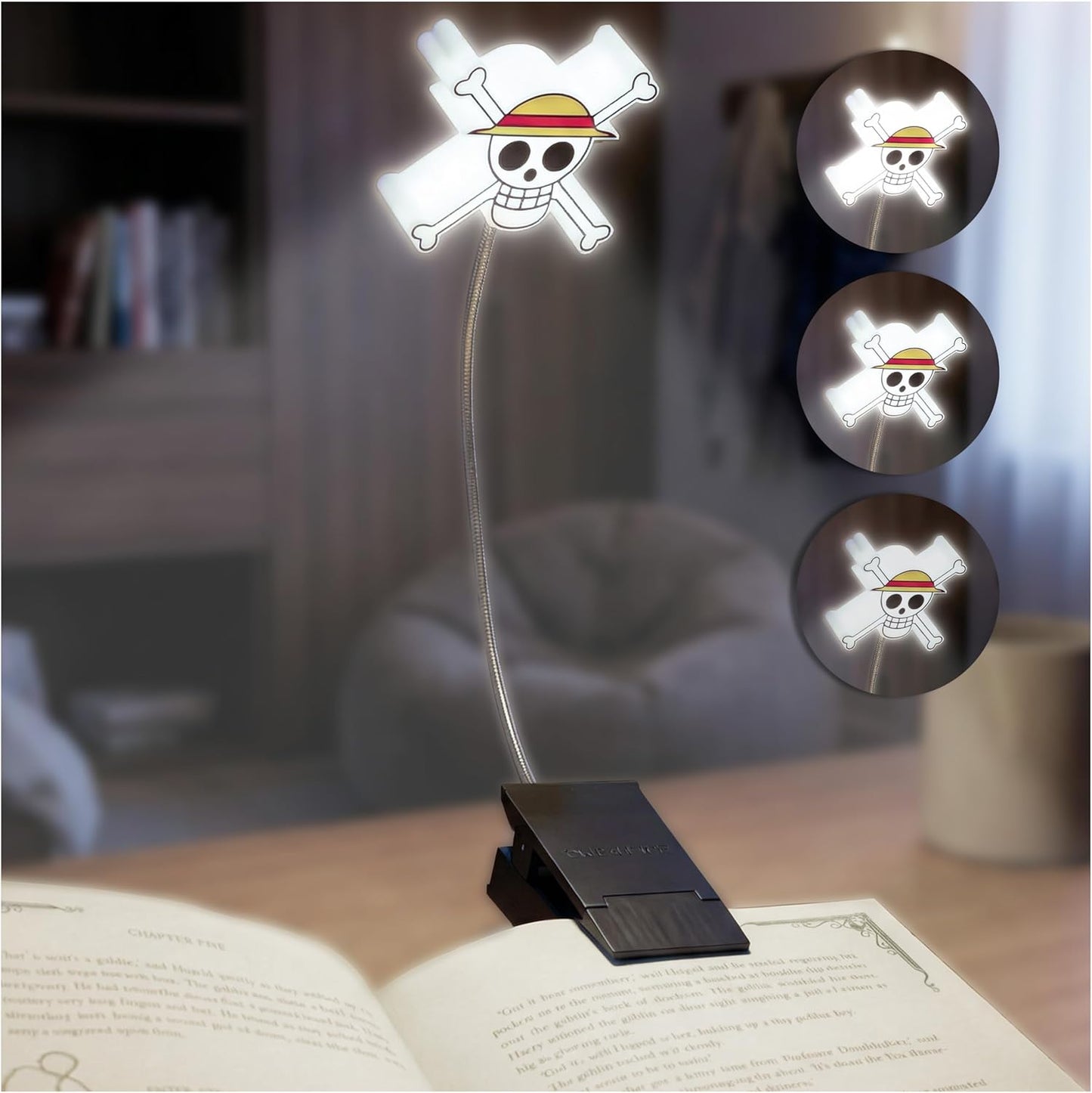Luz libro LED 3D con clip para leer en la cama