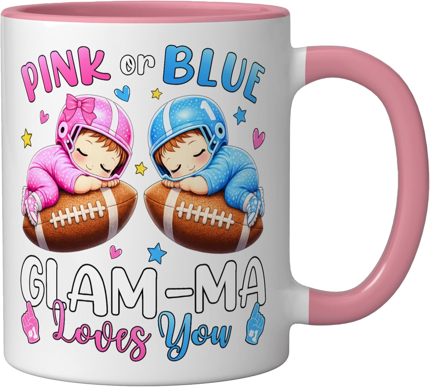 Taza Cerámica Fútbol Bebé Revelación de Género Rosa/Blanco