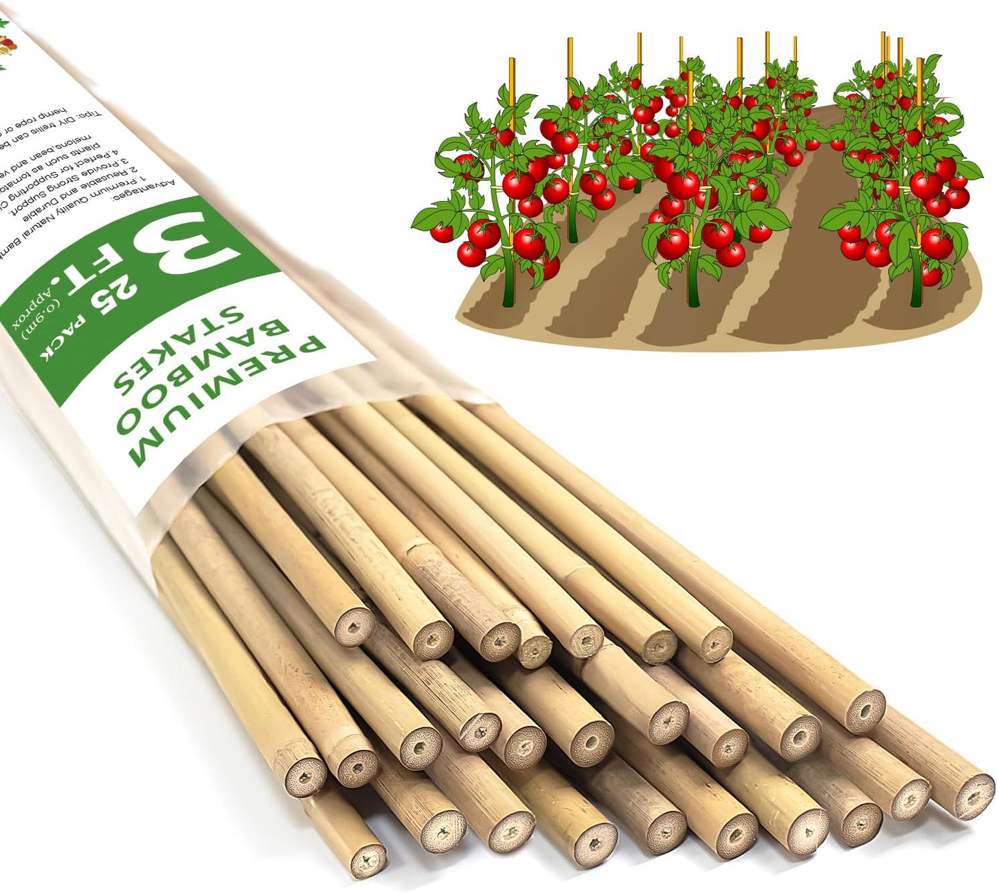 Estacas bambú 3ft para plantas interior exterior tomates flores