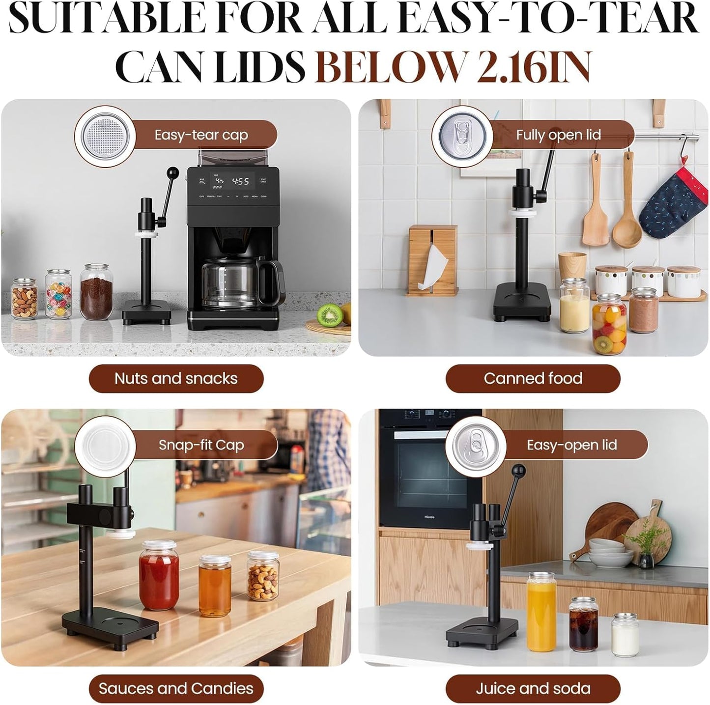 Sellador manual latas aluminio con embudo silicona negro