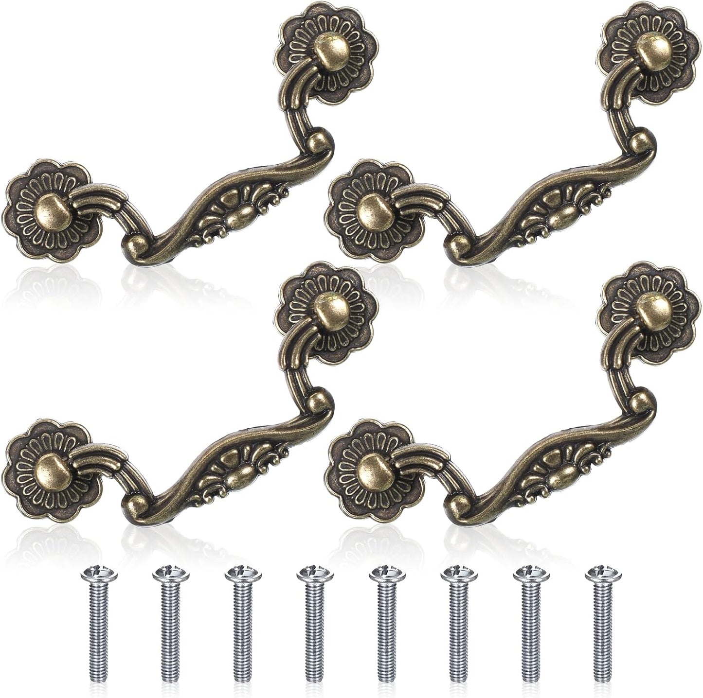 4 Tiradores Gota Mango Vintage Bronce Antiguo 3pulg