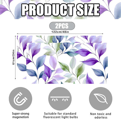 2 Cubiertas Luz Techo Poliéster 4x2ft Diseño Hojas Morado Verde