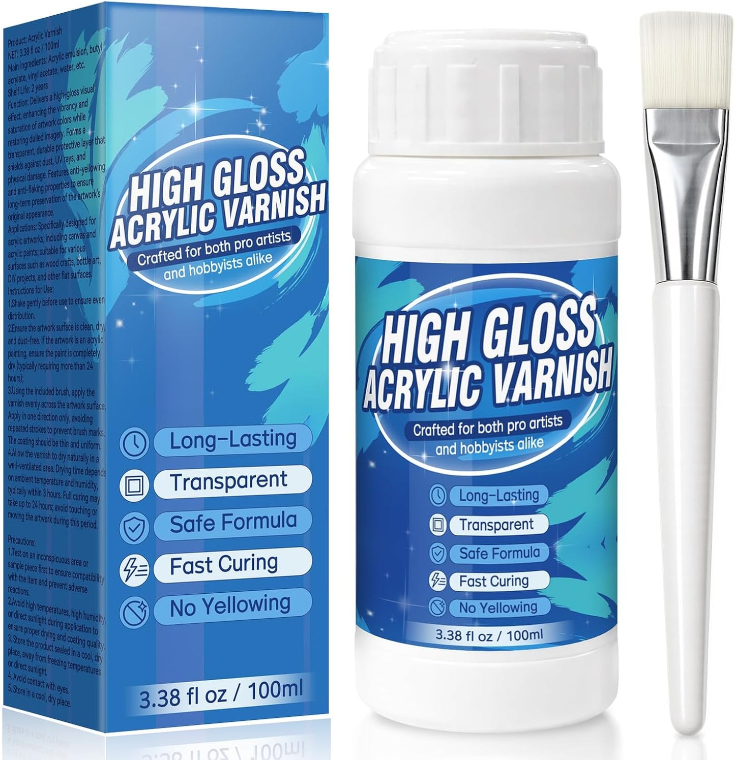 Barniz brillante acrílico no amarillento para pintura