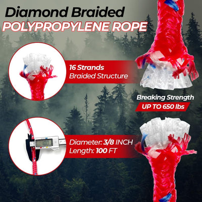 Cuerda trenzada diamante 3/8pulg x100pies 660lb uso interno y externo rojo