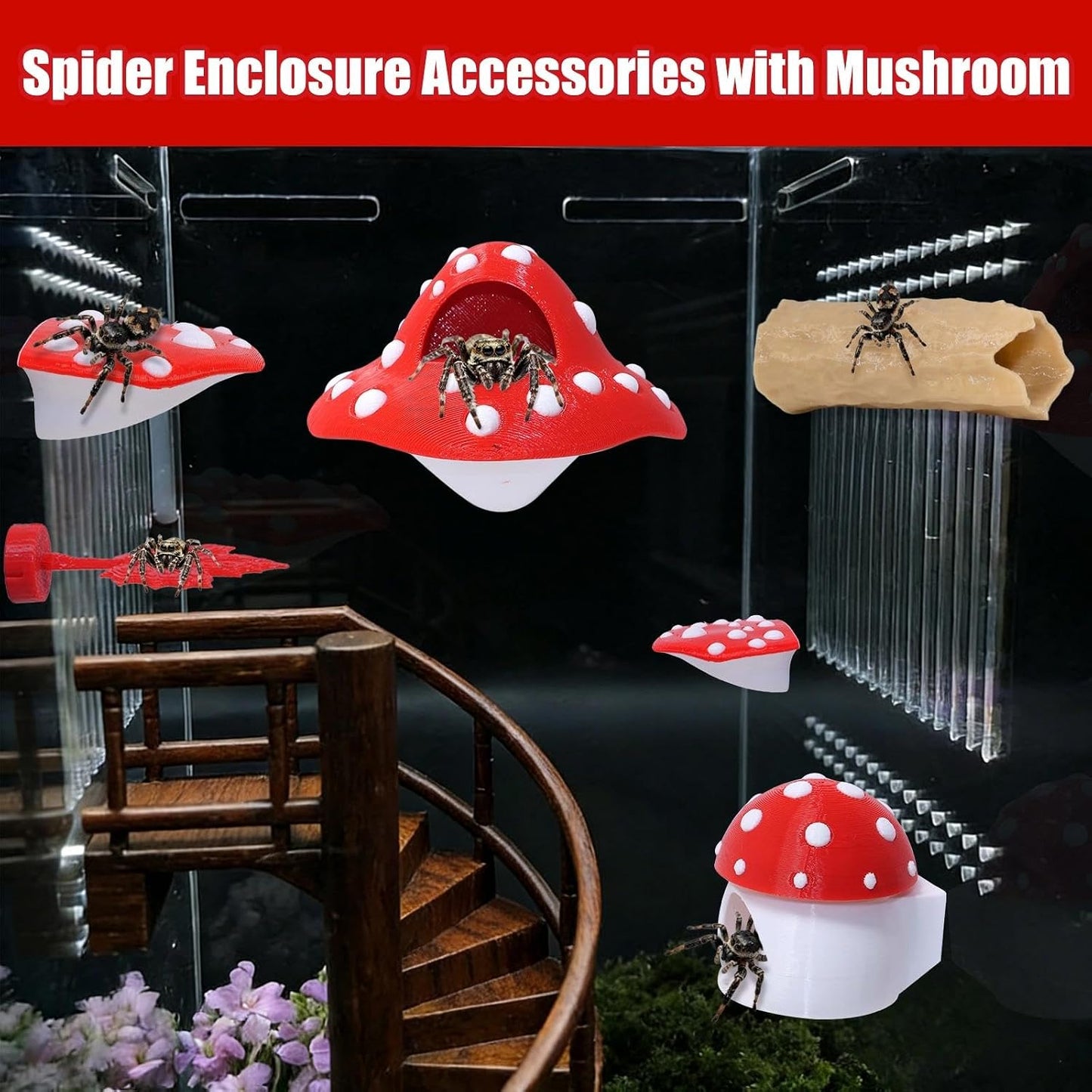 Juego 9 accesorios araña magnéticas rojas para mascotas