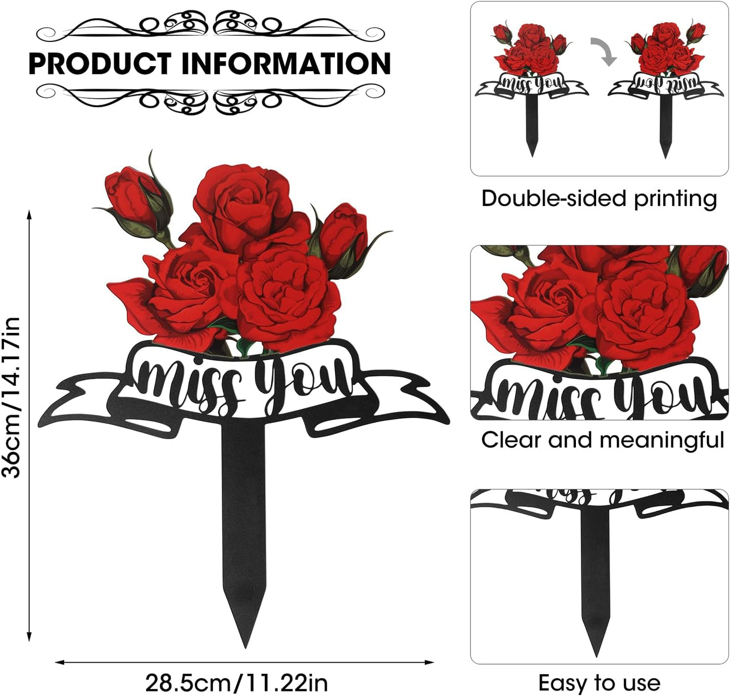 Placa conmemorativa metal doble cara 14.2x11.2pulg cementerio