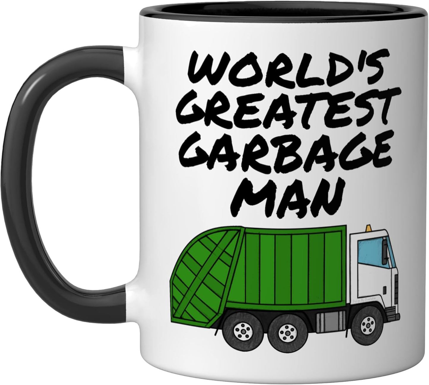 Taza cerámica de camión recolector de basura negro/blanco