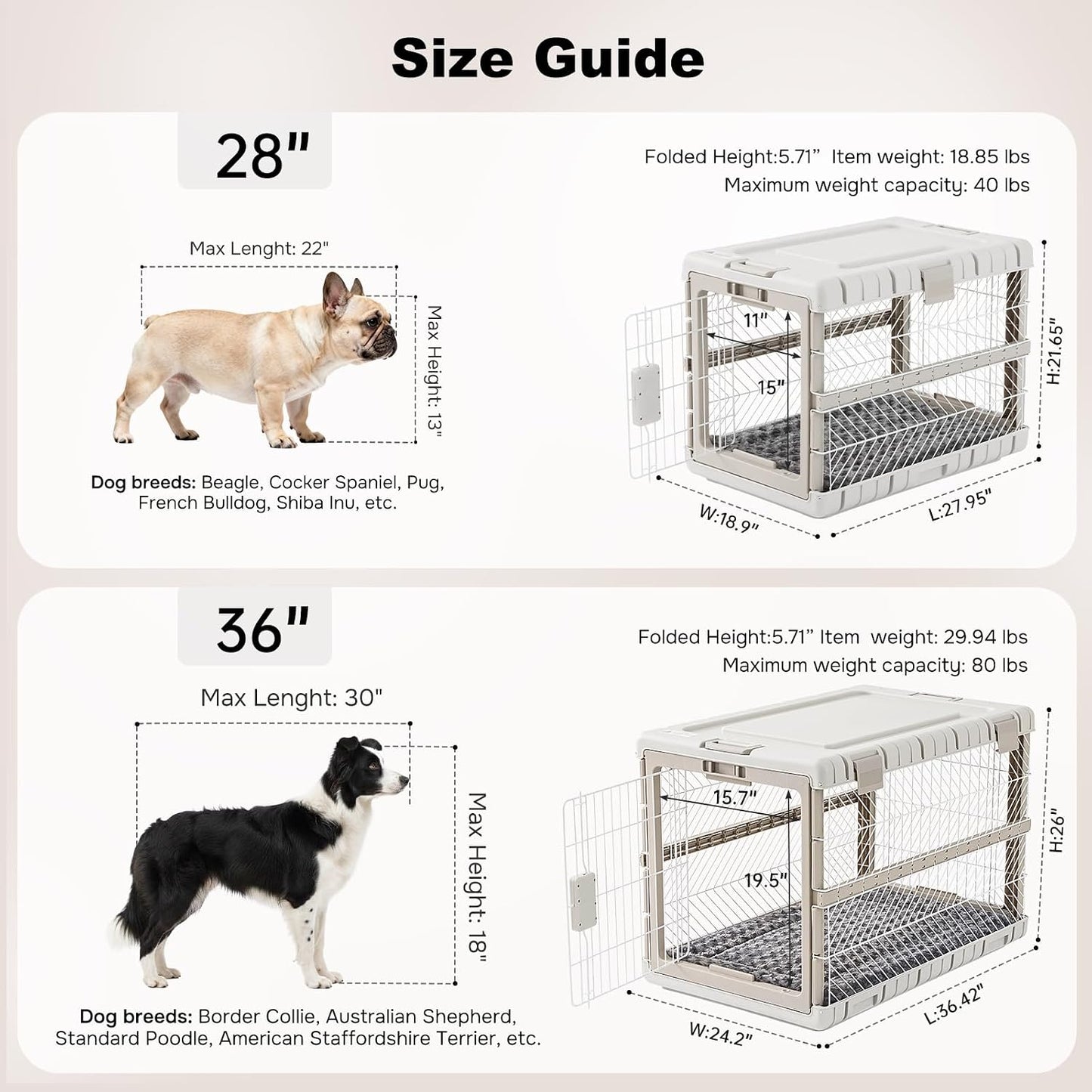 Jaula plegable perros grandes 36pulg con ruedas y asas