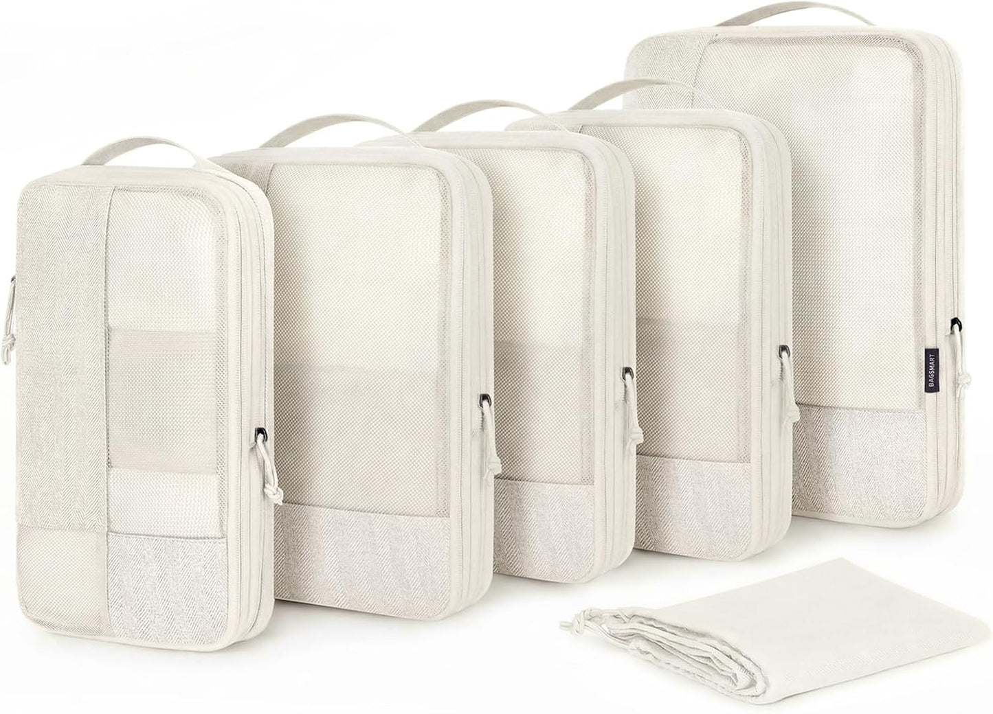 Set 6 Cubos Compresión Maleta Organizador Beige Claro