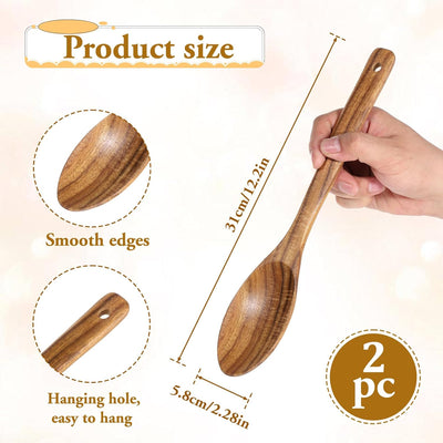 Cucharas de madera de acacia natural para cocinar, hornear y servir