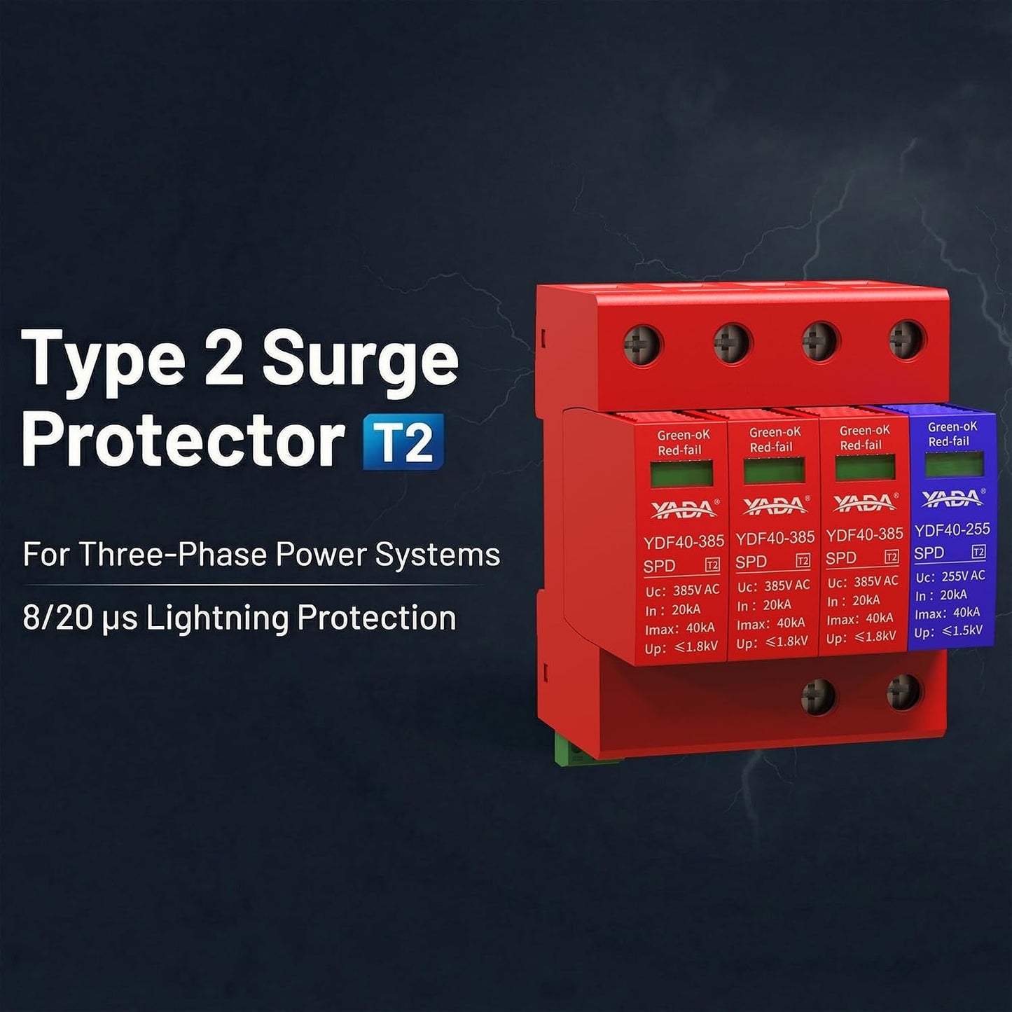 Dispositivo proteccion sobretensiones 31 385V 40kA riel DIN tipo 2