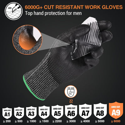 Guantes trabajo resist. cortes tactiles reforzado metal