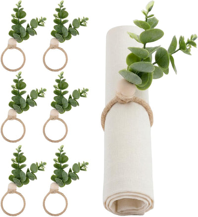 Set 6 servilleteros estilo granja madera hojas bodas Pascua