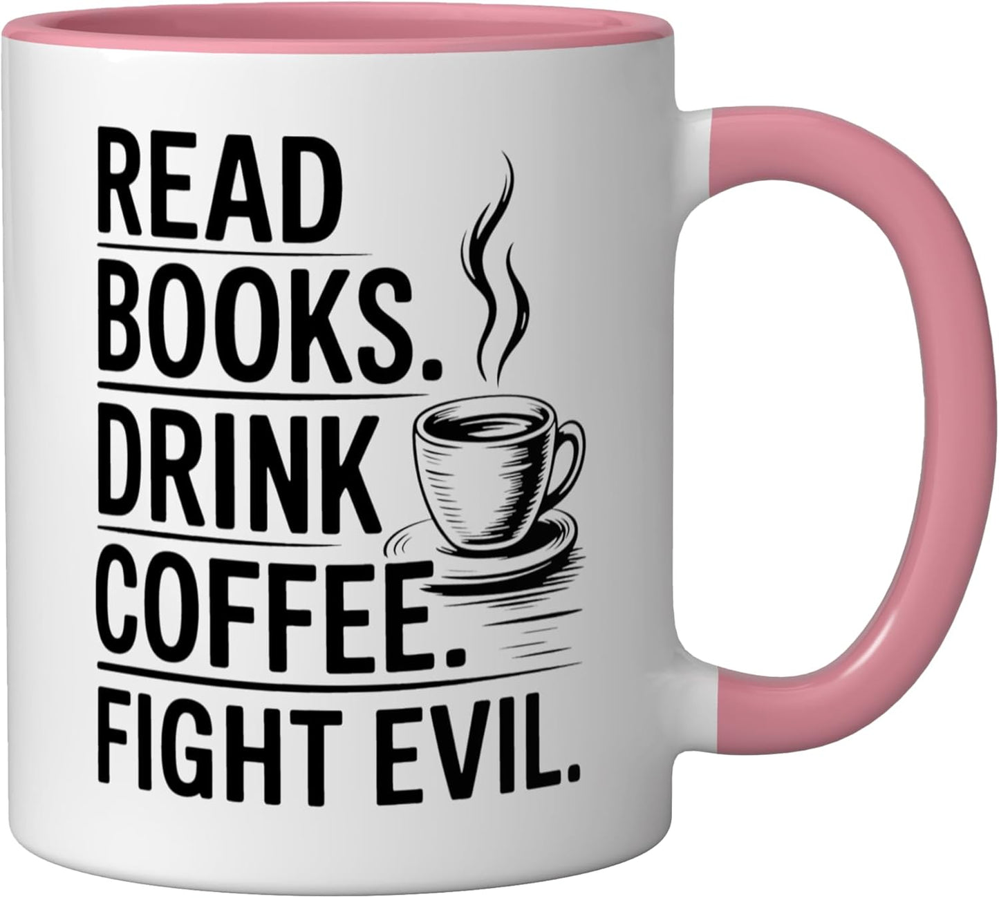 Taza Cerámica para Leer y Tomar Café Rosa/Blanca