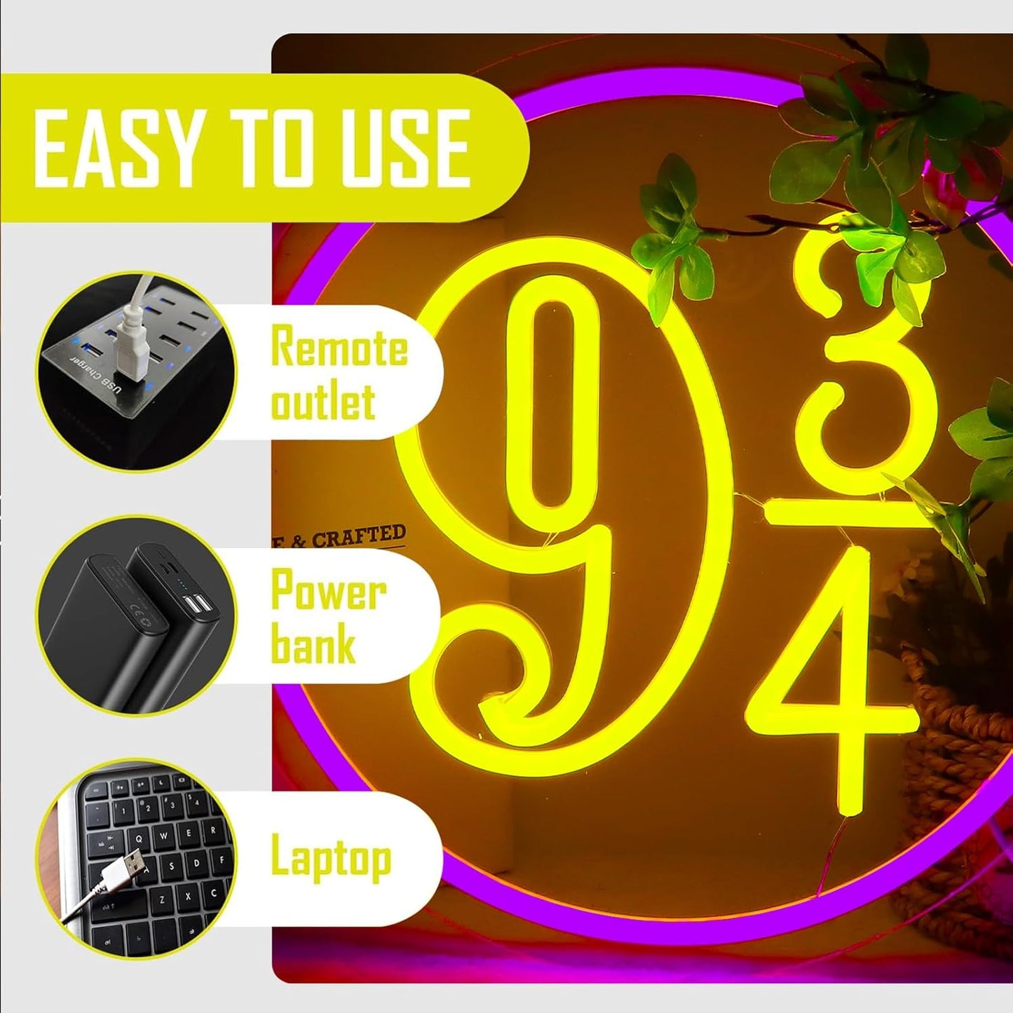 Letreros Neón 9 3/4 Luces LED Decoración Sala Juegos Niños