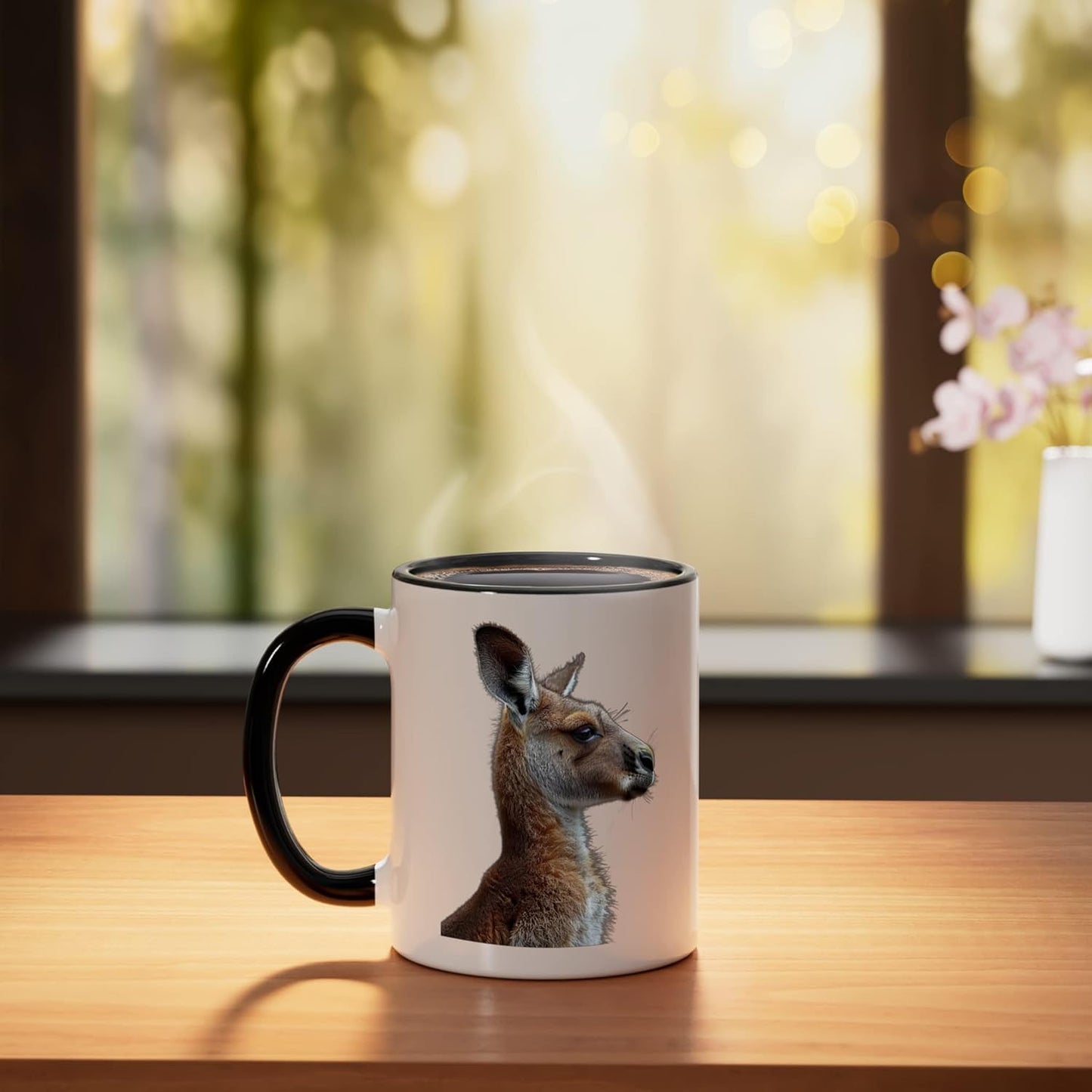 Taza cerámica Kangaroo negra/blanca
