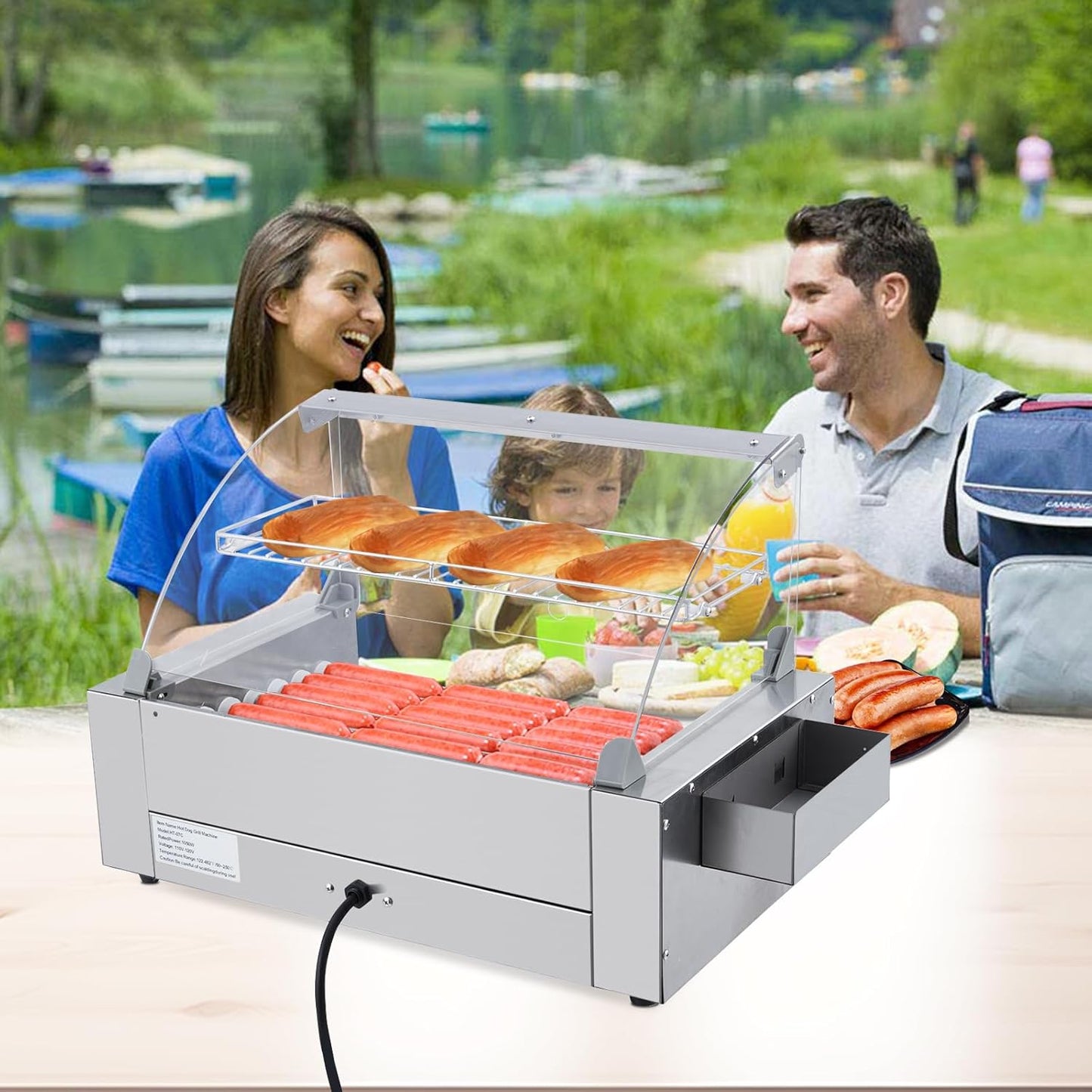 Rodillo perros calientes acero inox 18 udo control temp
