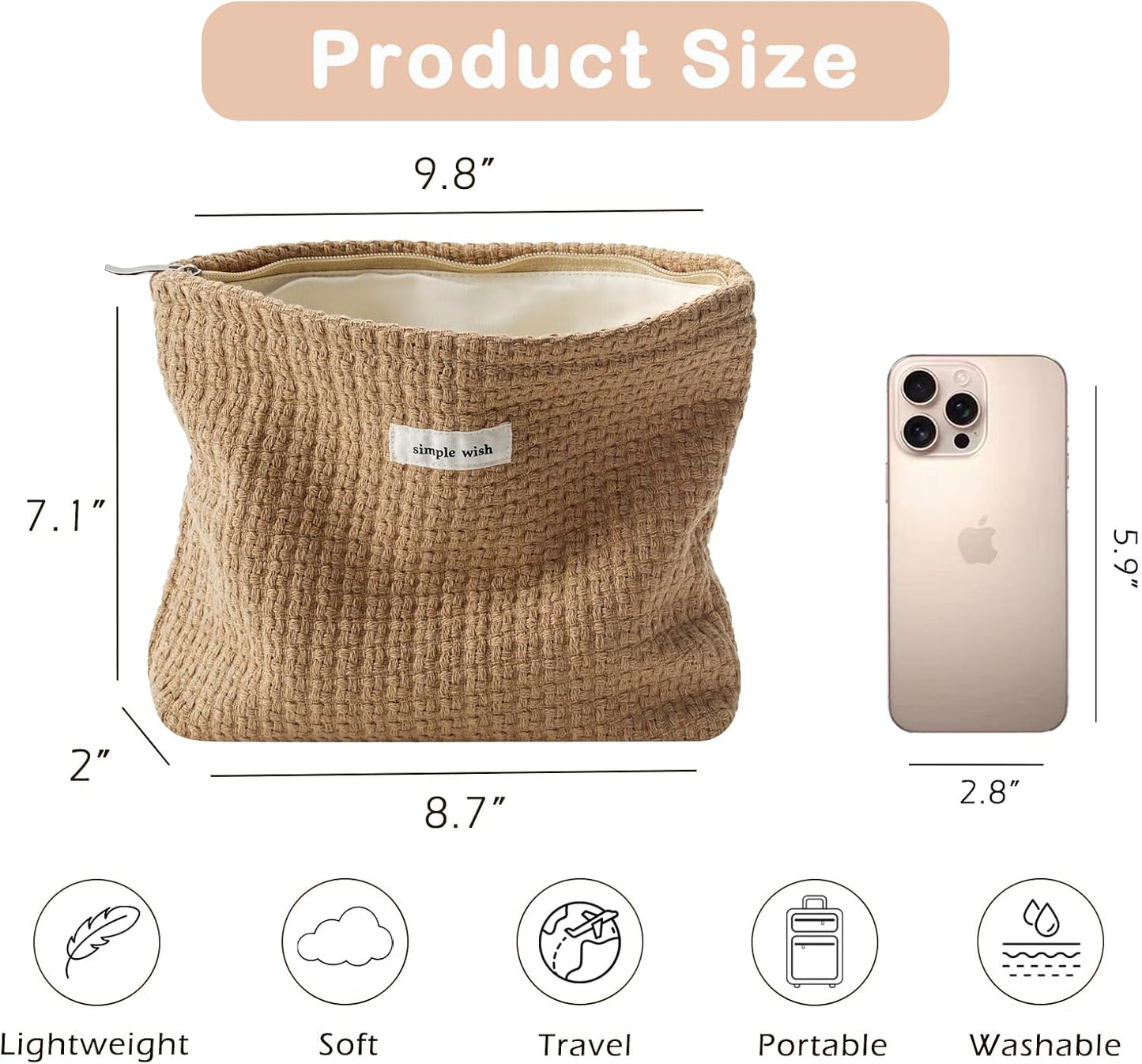 Bolsa maquillaje viaje con cremallera estética
